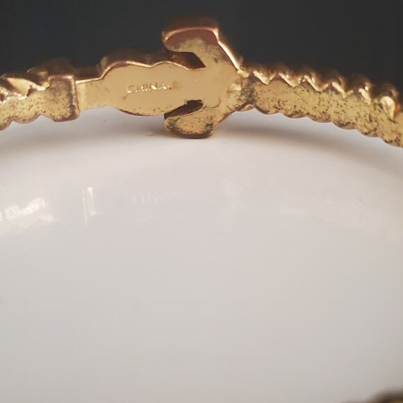 Coach Hinged Bangle with Pave Crystal Anchor Braided Gold Tone Safety Clasp - Picture 7 of 12